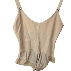 Shaperx Bodysuit Women's 3XL Zipper Open Bust Shapewear Tummy Beige NWT‎